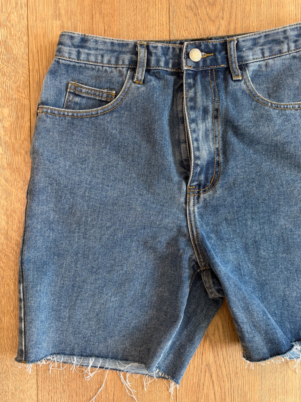 PrettyLittleThing Raw Hem Denim Shorts Blue High Rise Cutoff Jean Shorts